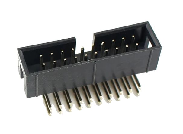 Pin header 2x13 pin 2.54mm pitch met mantel horizontaal zwart
